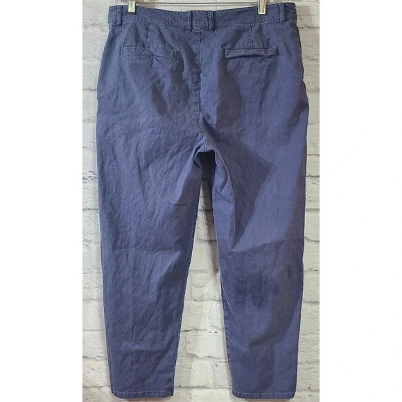Peruvian Connection Cropped Pants Slacks Women's Size 16 Blue Casual Linen Blend - Picture 2 of 4